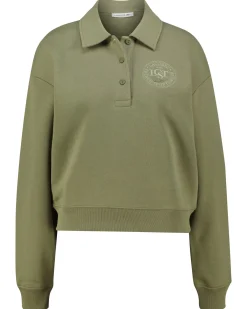 Damen Sweatshirt mit Polohemd-Kragen