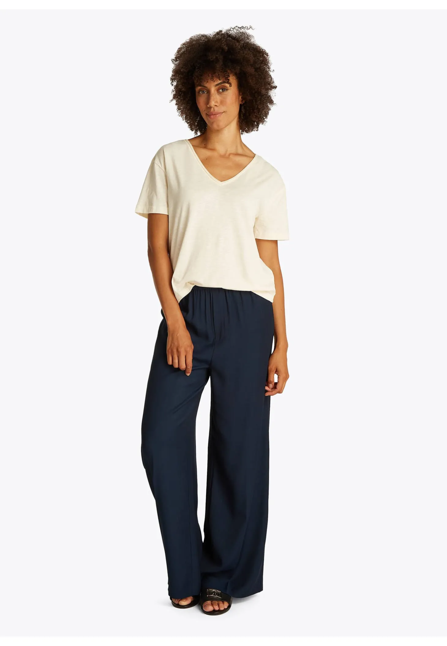 Damen T-Shirt aus Bio-Baumwolle SLUB CROP V-NK