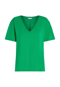 Damen T-Shirt aus Bio-Baumwolle SLUB CROP V-NK