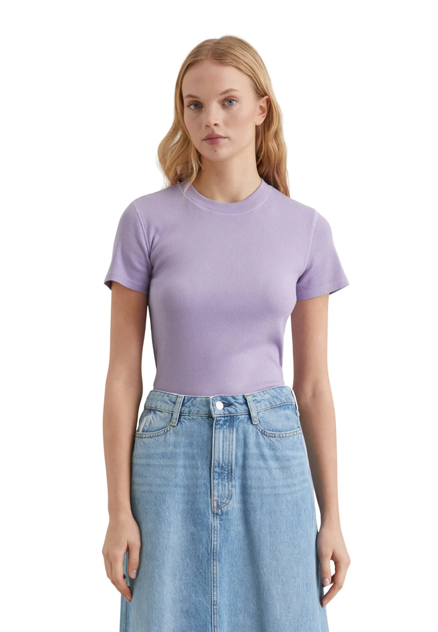 Damen T-Shirt aus Rippjersey Slim Fit