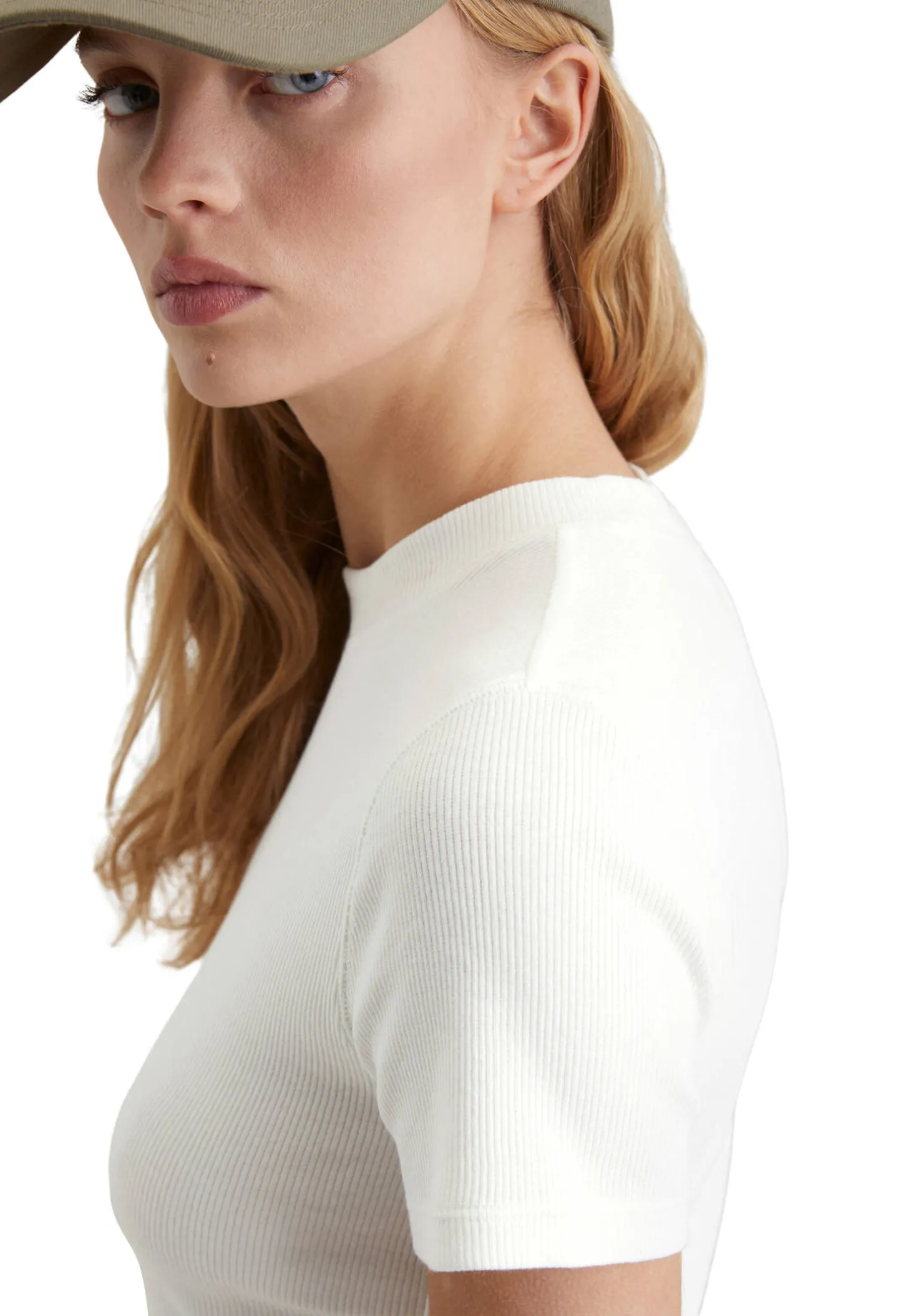 Damen T-Shirt aus Rippjersey Slim Fit