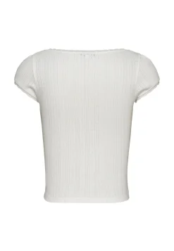 Damen T-Shirt mit Pointelle-Muster
