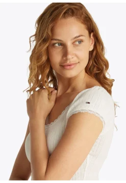 Damen T-Shirt mit Pointelle-Muster