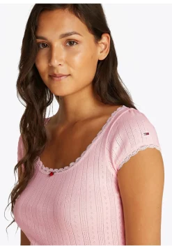 Damen T-Shirt mit Pointelle-Muster