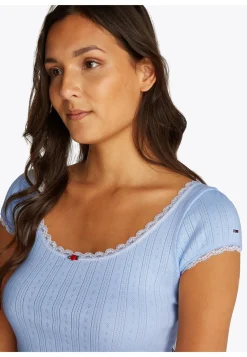 Damen T-Shirt mit Pointelle-Muster