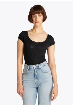 Damen T-Shirt mit Pointelle-Muster