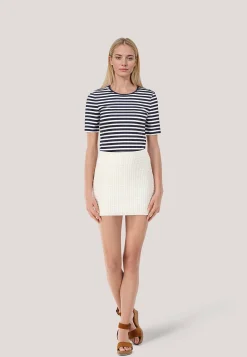 Damen T-Shirt SLIM STRIPED RIBBED Slim Fit