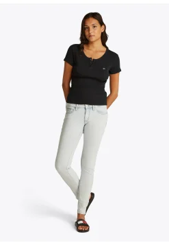 Damen T-Shirt TJW SLIM BUTTON RIB C-NECK Slim Fit