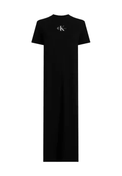 Damen T-Shirt-Maxikleid aus geripptem Baumwollmix