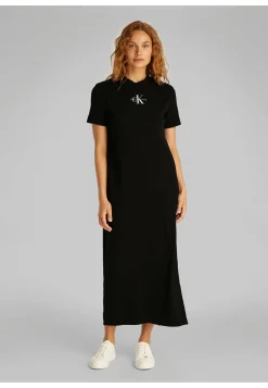 Damen T-Shirt-Maxikleid aus geripptem Baumwollmix