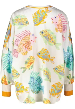 Damen Tunikabluse mit Seide Oversized Fit