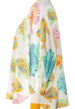 Damen Tunikabluse mit Seide Oversized Fit