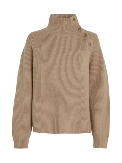 Damen Wollpullover RECYCLED WOOL BUTTON MOCK NECK