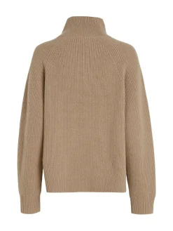 Damen Wollpullover RECYCLED WOOL BUTTON MOCK NECK