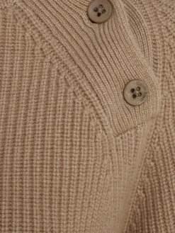 Damen Wollpullover RECYCLED WOOL BUTTON MOCK NECK