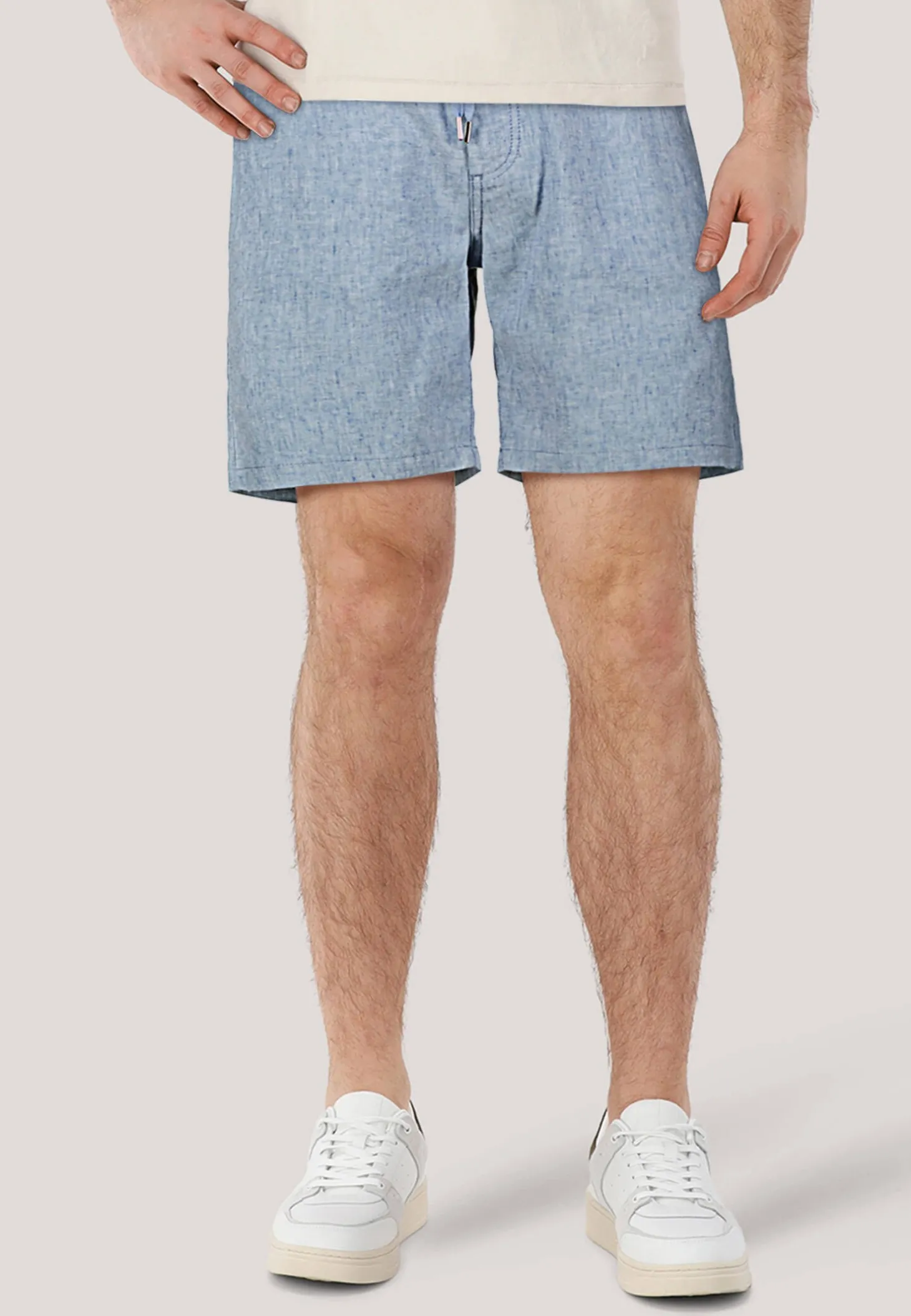 Herren Chinoshorts mit Leinen Tapered Fit