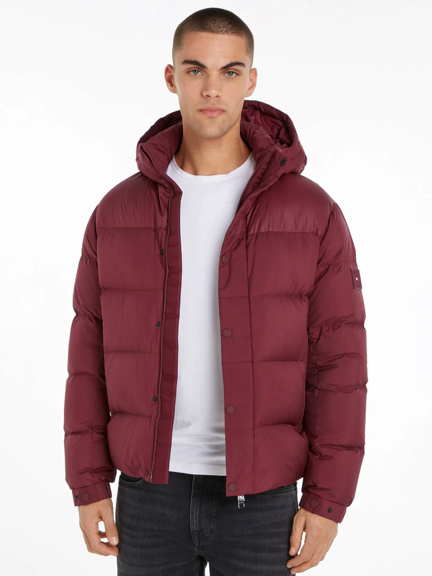Herren Daunenjacke mit Kapuze MIX DOWN PUFFER Regular Fit