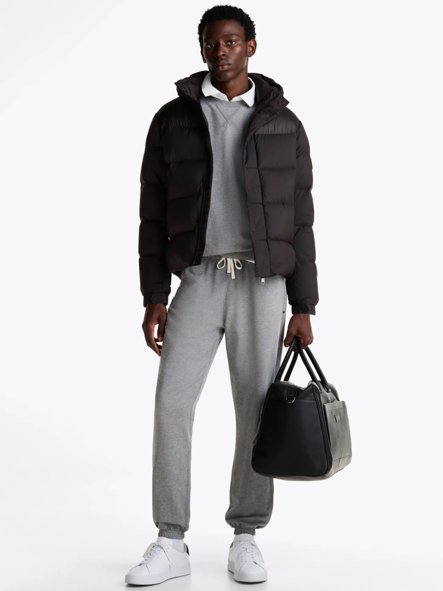 Herren Daunenjacke mit Kapuze MIX DOWN PUFFER Regular Fit