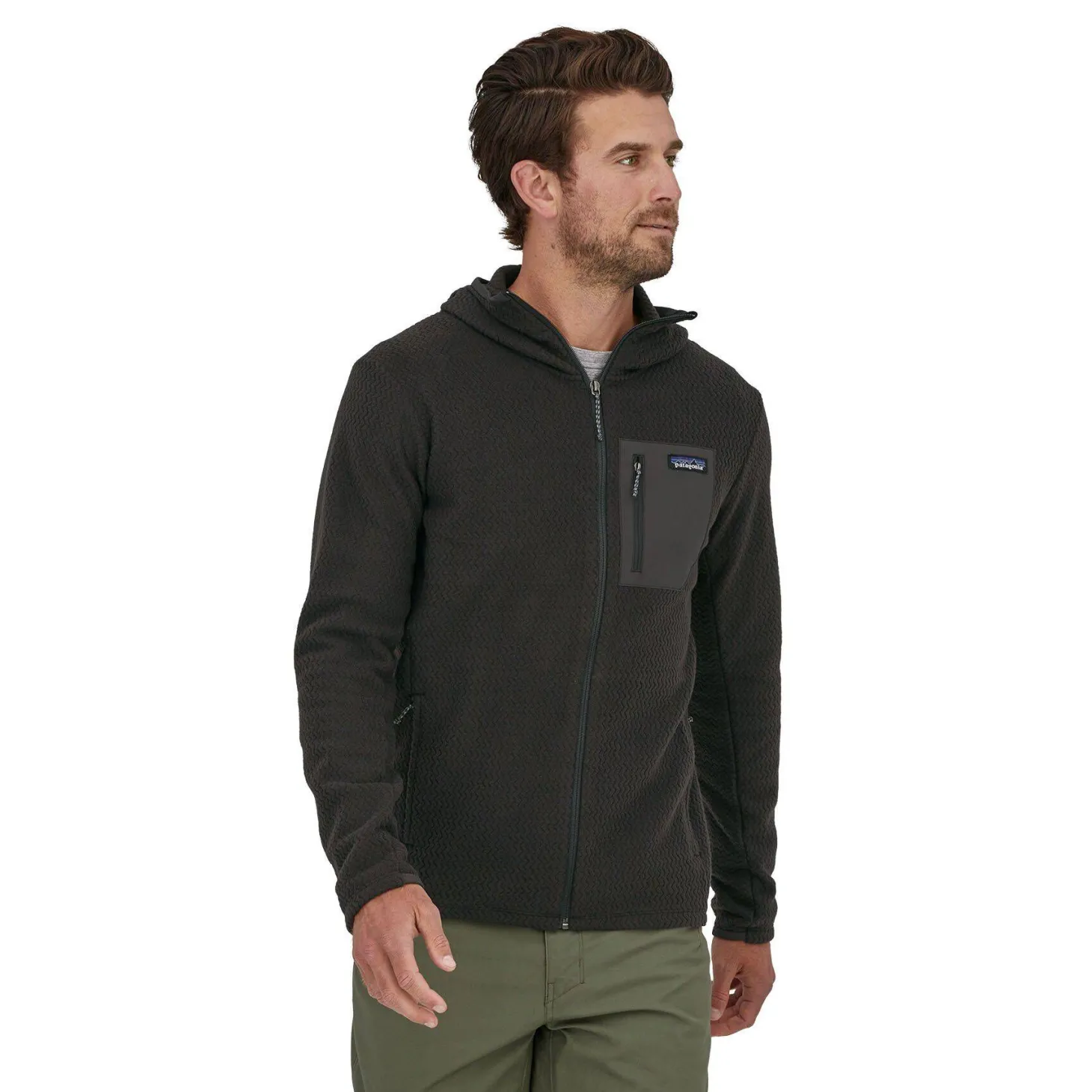 Herren Fleecejacke MEN'S R1 AIR FULL-ZIP HOODY Slim Fit