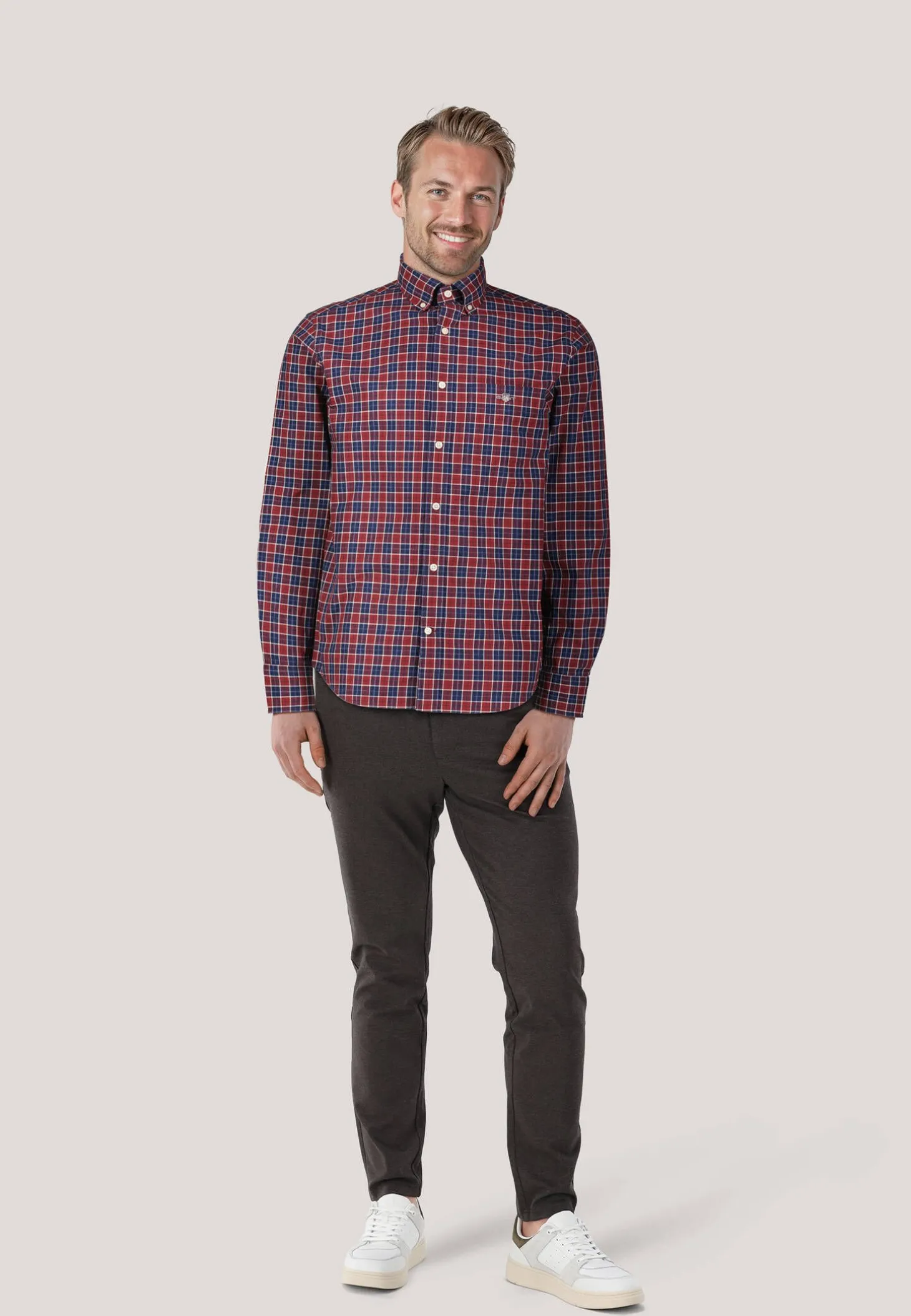 Herren Hemd aus Baumwolle REG CLASSIC POPLIN CHECK Regular Fit
