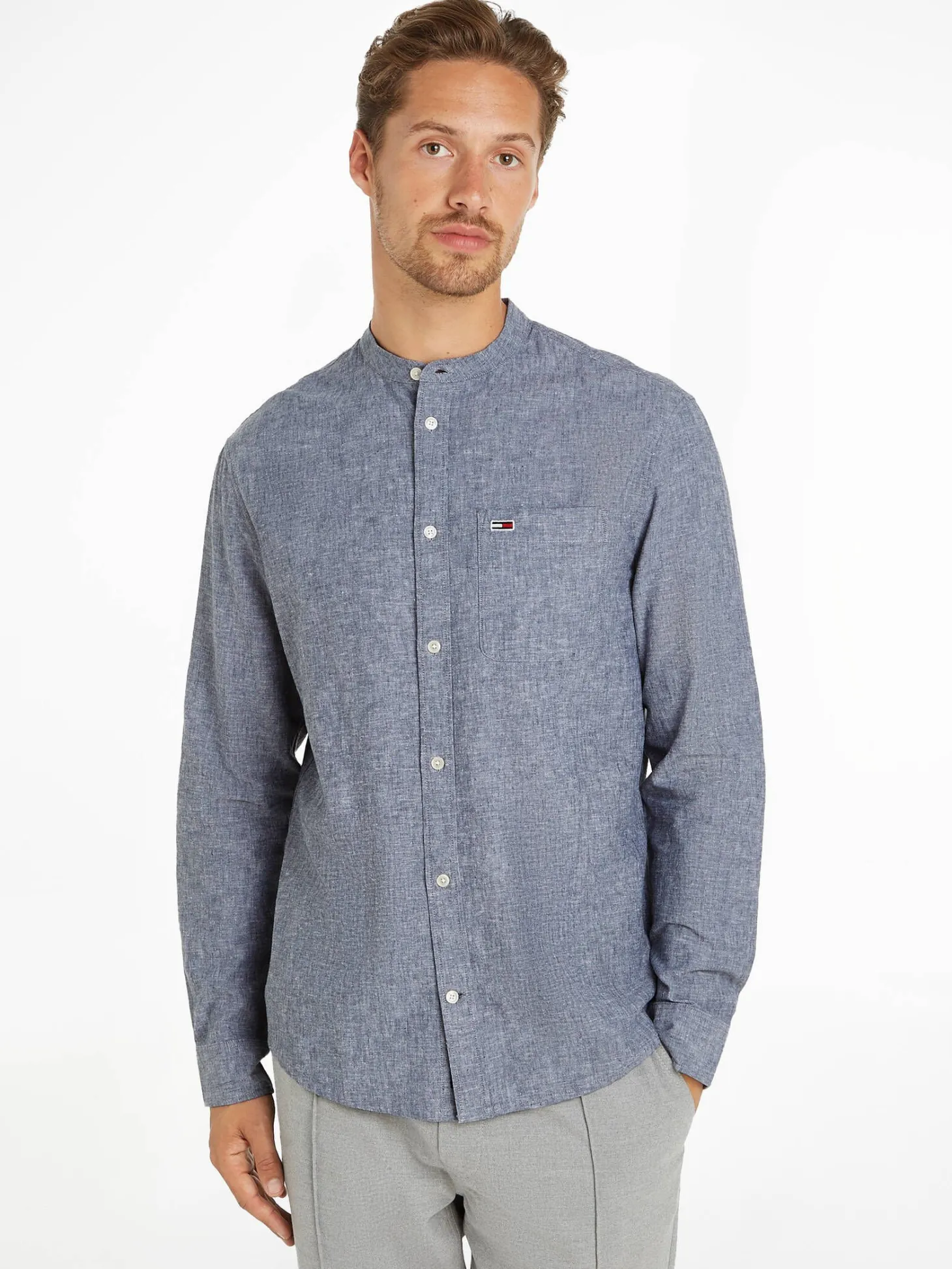 Herren Hemd aus Baumwoll-Leinenmischung MAO LINEN BLEND SHIRT Regular Fit