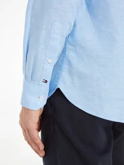 Herren Hemd mit Leinen DC LINEN DOBBY SHIRT Regular Fit Langarm