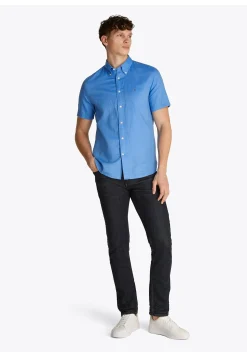 Herren Hemd mit Leinen LINEN BLEND SOLID SS RF SHIRT