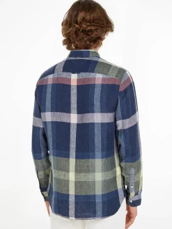 Herren Leinenhemd LINEN MULTI CHECK RF SHIRT Regular Fit Langarm