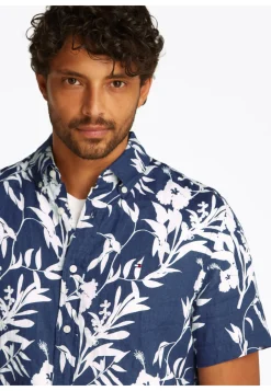 Herren Leinenhemd LINEN TROPICAL PRINT RF SHIRT Regular Fit