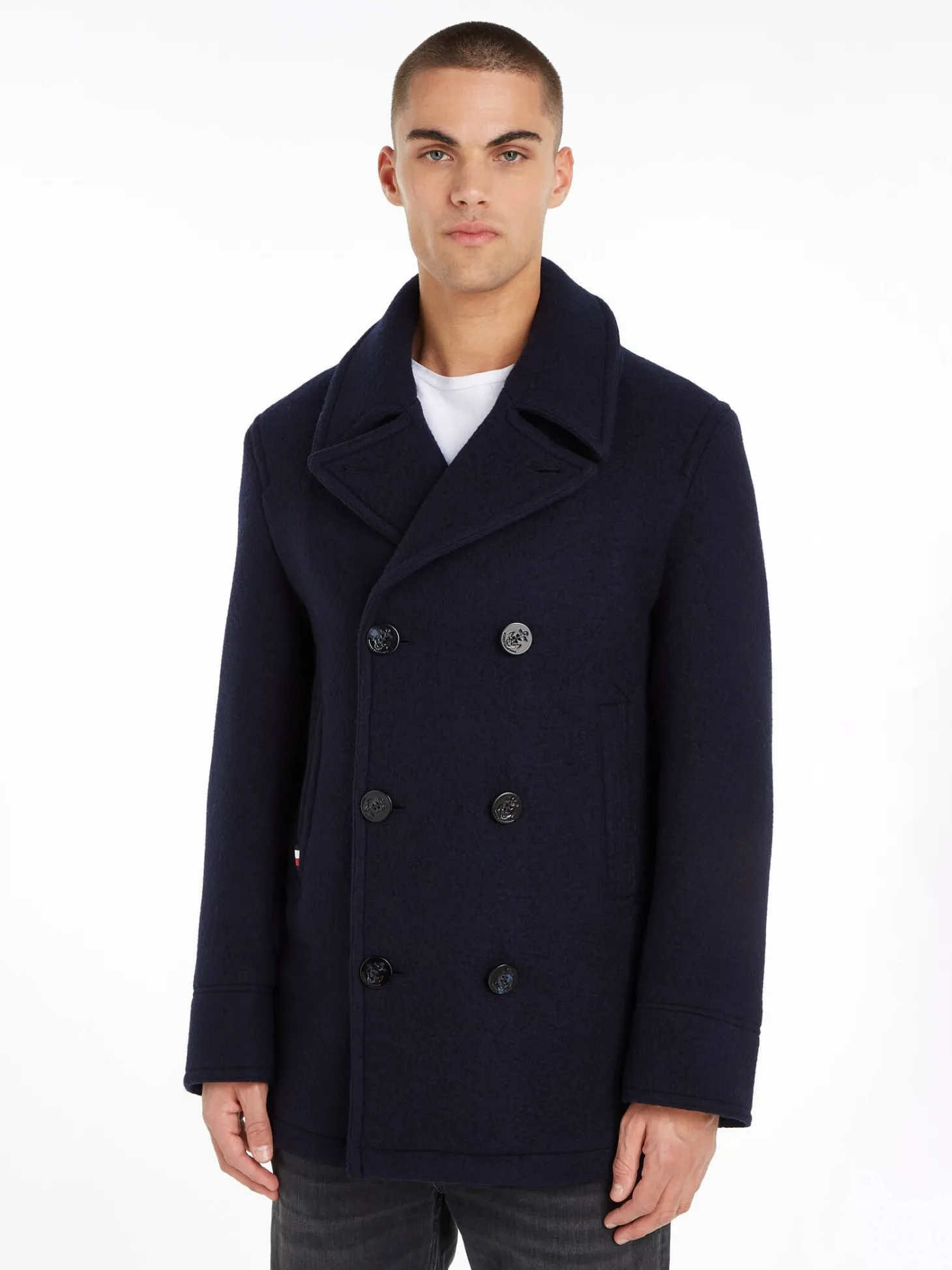 Herren Mantel mit Wolle THE PREMIUM CLASSIC PEACOAT