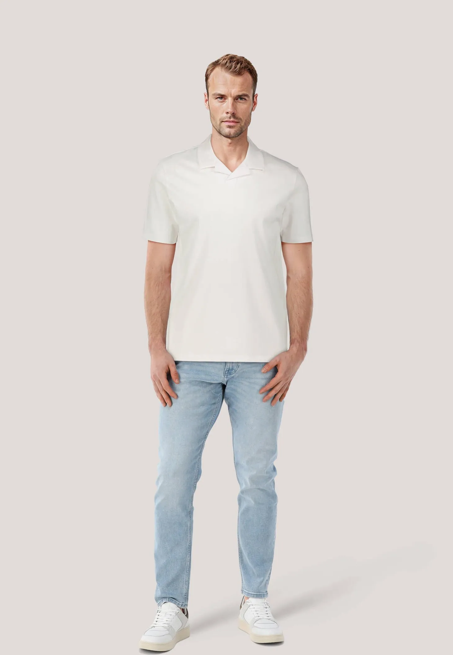 Herren Poloshirt mit Johnny-Kragen Slim Fit