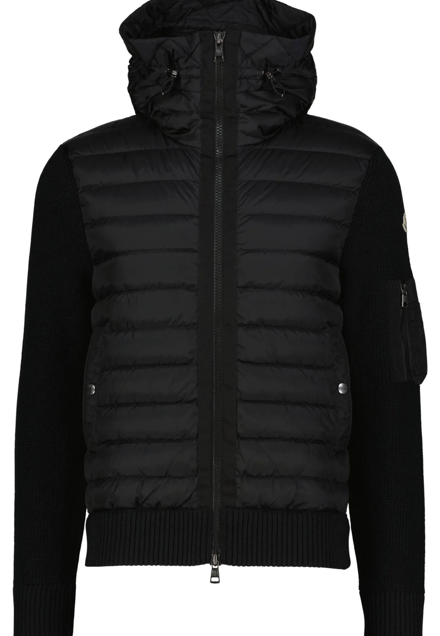 Herren Strickjacke mit gesteppter Kapuze und Vorderseite