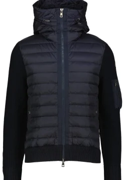 Herren Strickjacke mit gesteppter Kapuze und Vorderseite