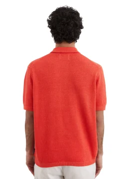 Herren Strick-Poloshirt aus Leinen-Baumwollmischung