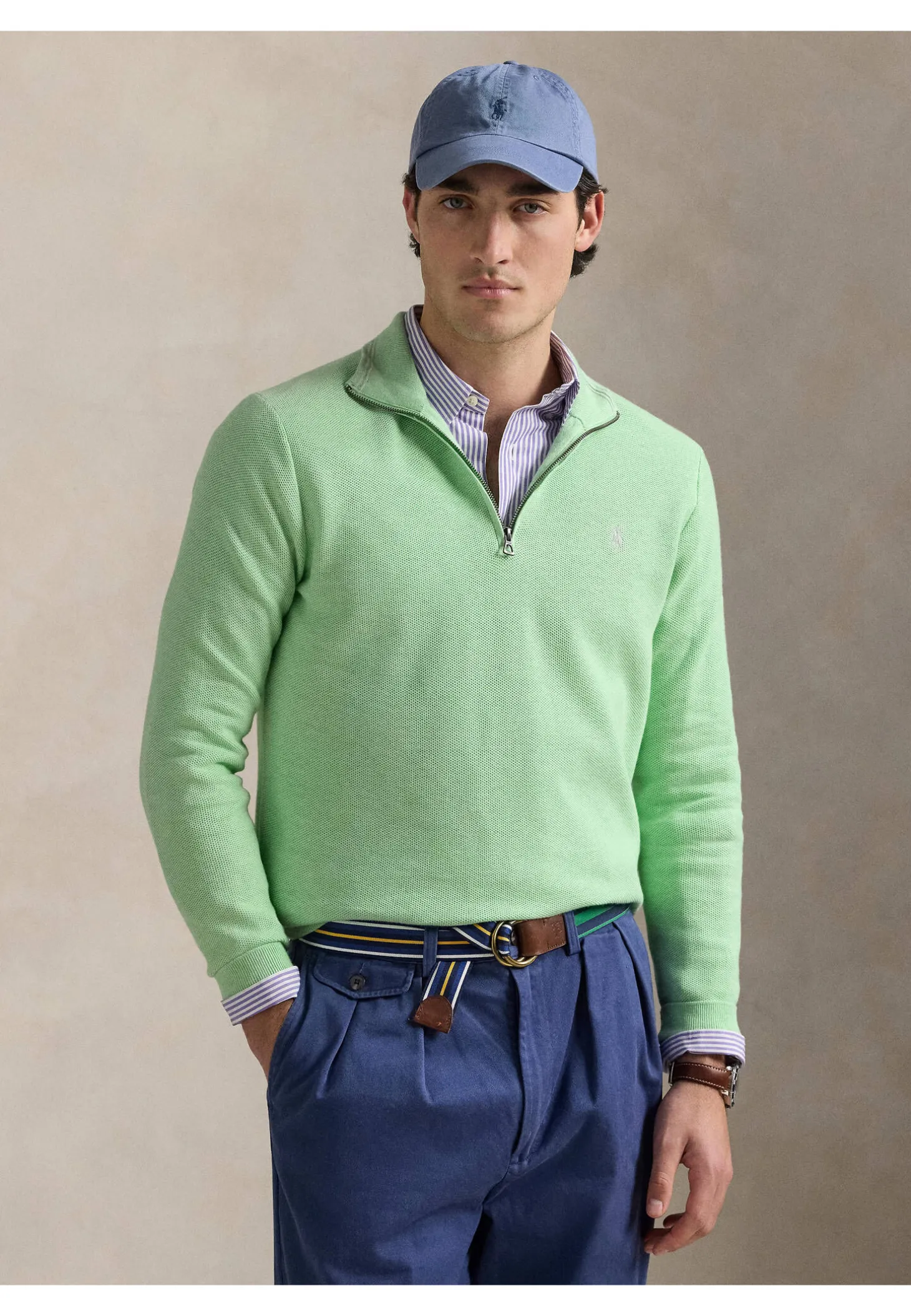 Herren Strickpullover aus Baumwolle mit Troyerkragen