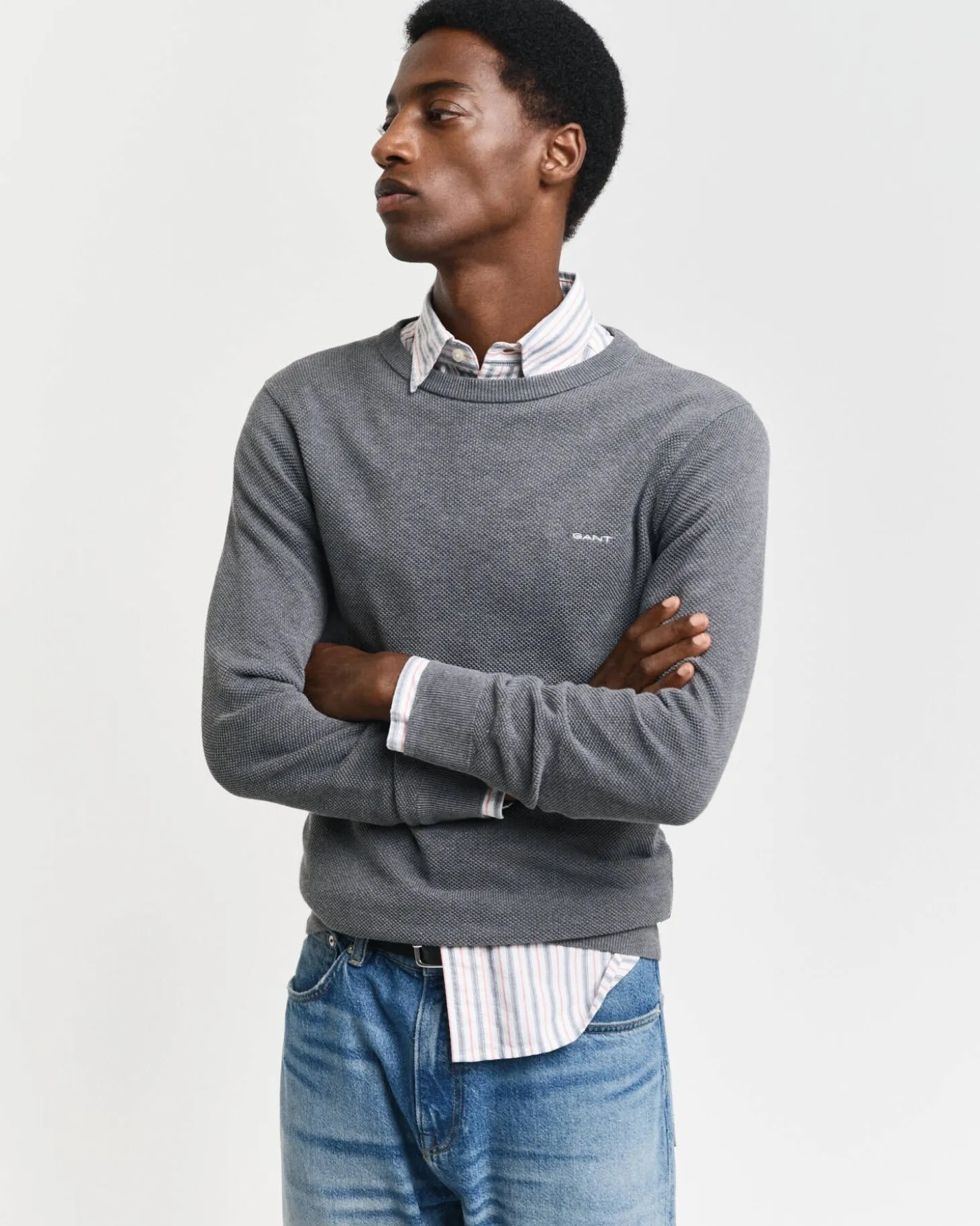 Herren Strickpullover aus Baumwoll-Piqué Regular Fit