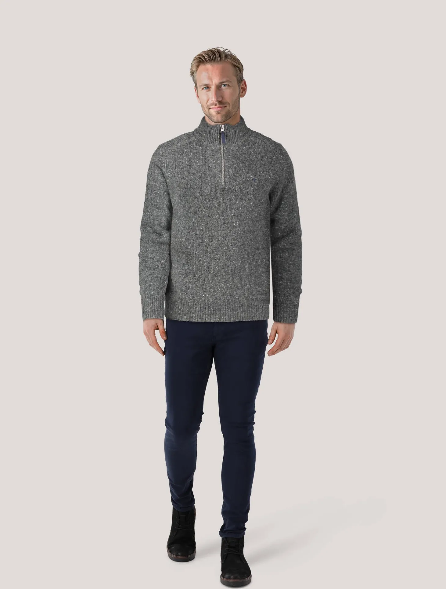 Herren Strickpullover mit Troyer-Kragen DONEGAL