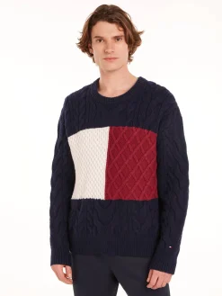 Herren Strickpullover mit Wolle CABLE FLAG SWEATER