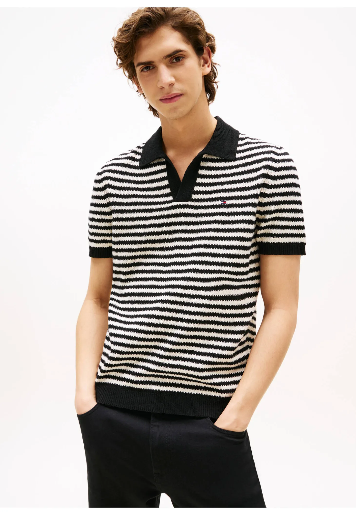 Herren Strickpullover mit Polokragen KNITTED TEXTURED POLO