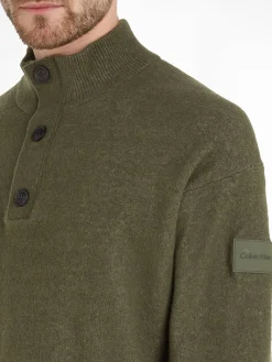 Herren Strickpullover Troyer mit Knopfleiste und Reißverschluss