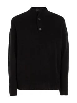 Herren Strickpullover Troyer mit Knopfleiste und Reißverschluss