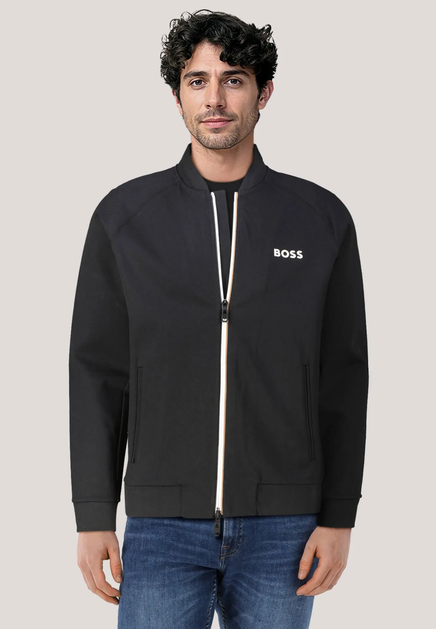 Herren Sweatjacke aus Stretch-Gabardine SAMOO Regular Fit