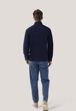 Herren Troyer aus Baumwolle und Merinowolle COTTON MERINO RIBBED HALF ZIP
