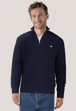 Herren Troyer aus Baumwolle und Merinowolle COTTON MERINO RIBBED HALF ZIP