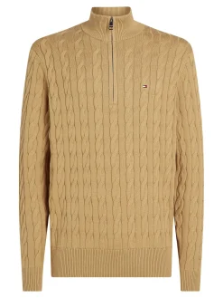 Herren Troyer aus Bio-Baumwolle CLASSIC COTTON CABLE ZIP MOCK