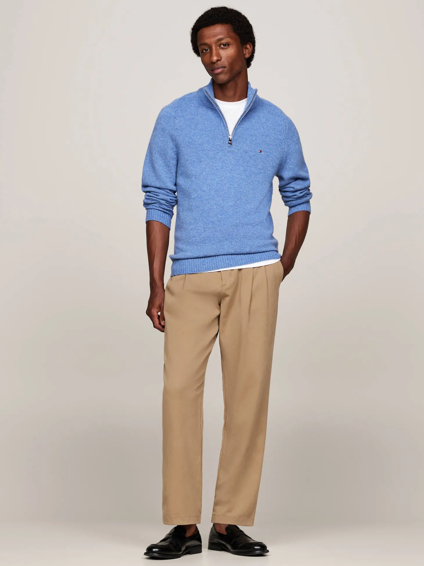 Herren Troyer mit Wolle LAMBSWOOL ZIP MOCK