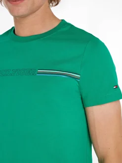 Herren T-Shirt STRIPE CHEST Slim Fit Kurzarm